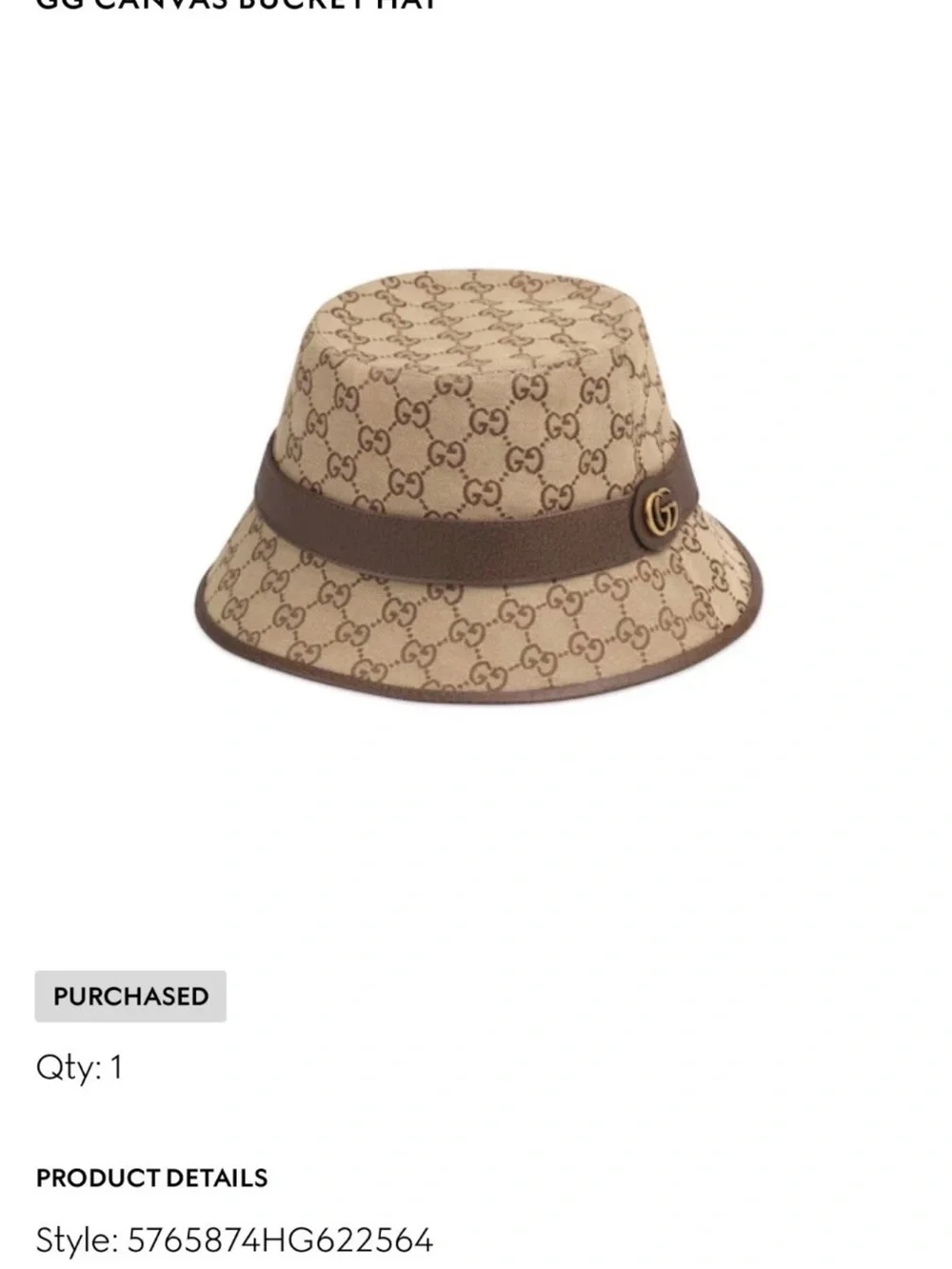 Gucci Brown & Beige GG Monogram Bucket Hat with Logo Band